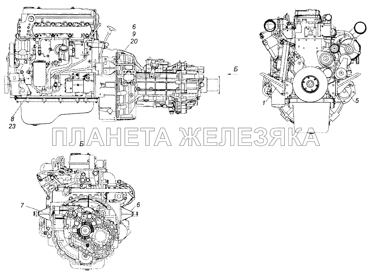 43255-1001000-50 Установка кронштейнов силового агрегата КамАЗ-43253, 43255 (Евро-4)