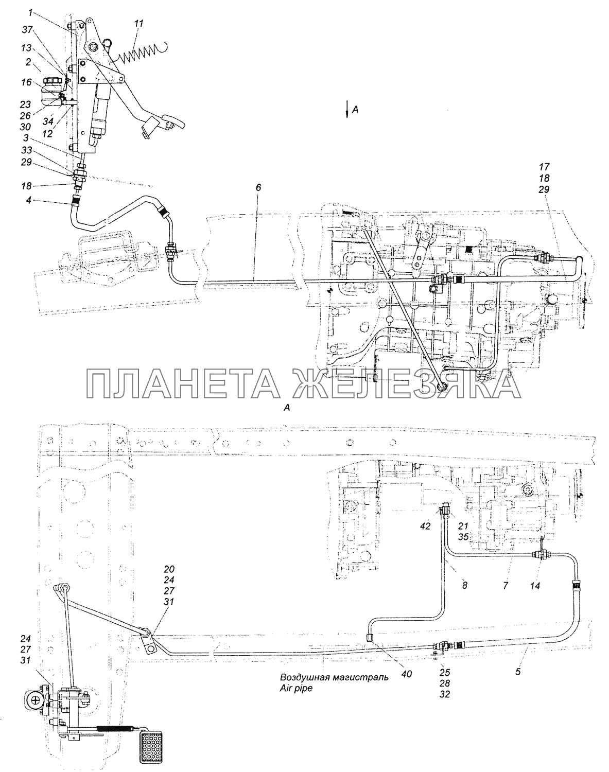 43255-1600006-21 Установка педали и привода выключения сцепления КамАЗ-43253, 43255 (Евро-4) 43255-1600006-21 Установка педали и привода выключения сцепления КамАЗ-43253, 43255 (Евро-4)