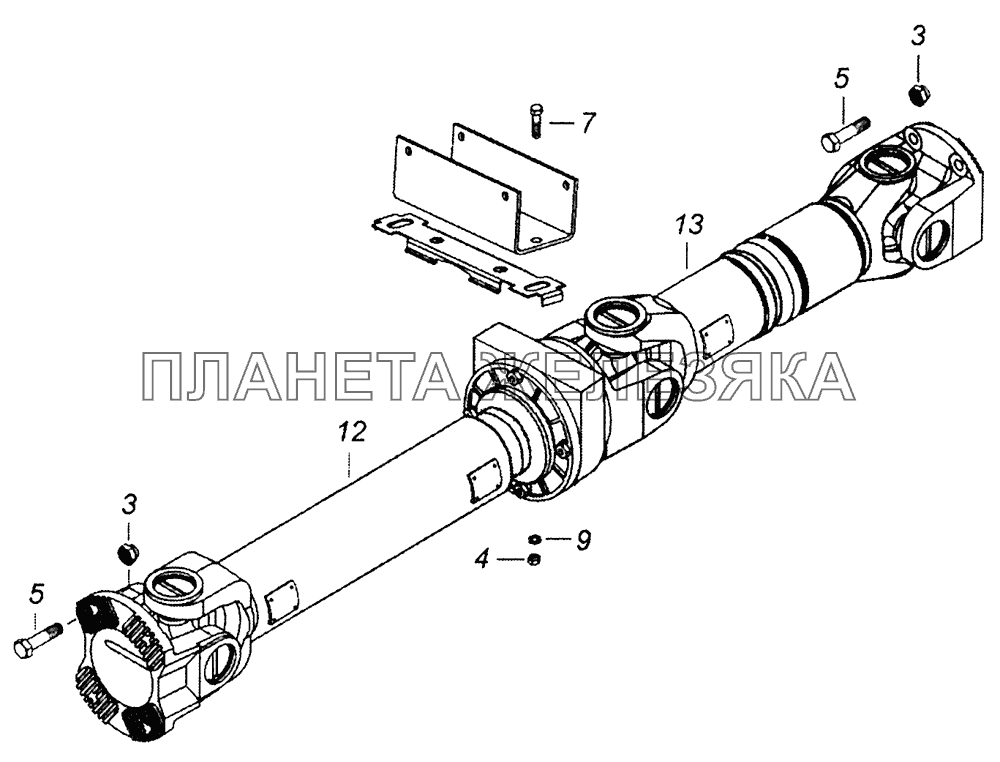 43253-2200001-47 Установка карданных валов КамАЗ-43253, 43255 (Евро-4)