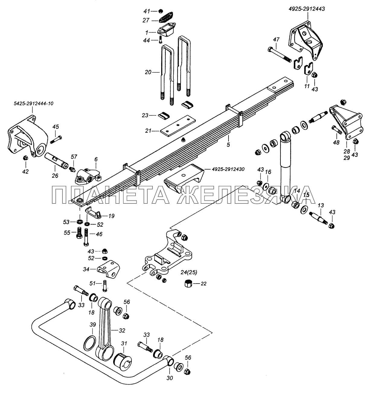 4925-2900002-01 Подвеска задняя КамАЗ-43253, 43255 (Евро-4)