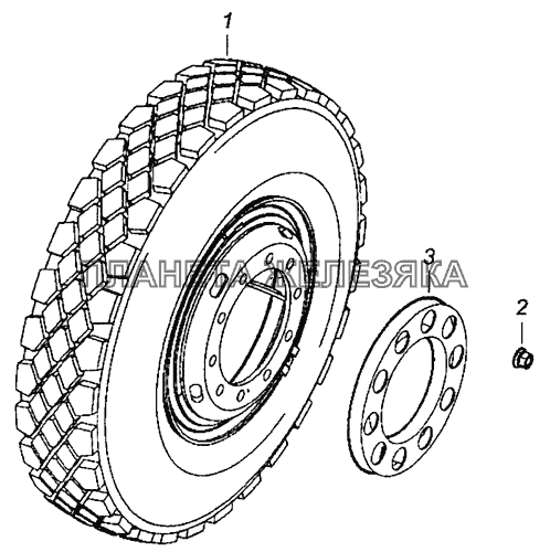 65116-3101002 Установка передних стальных колес КамАЗ-43253, 43255 (Евро-4)