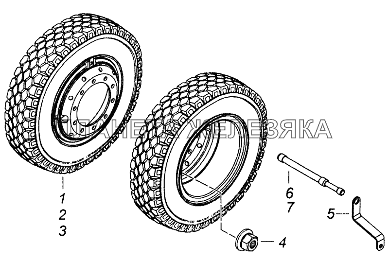 53215-3101003 Установка сдвоенных колес - Doubled disk wheels КамАЗ-43253, 43255 (Евро-4)