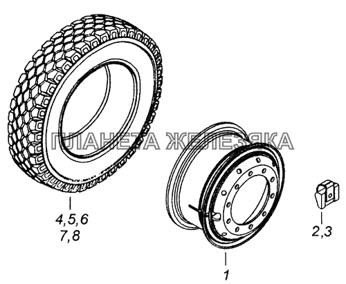 65115-3101011-50 Колесо 7,5-20 с шиной КамАЗ-43253, 43255 (Евро-4)