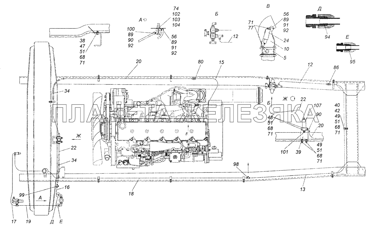 43255-3500070-82 Тормоз вспомогательный и его привод КамАЗ-43255 (Евро-2)