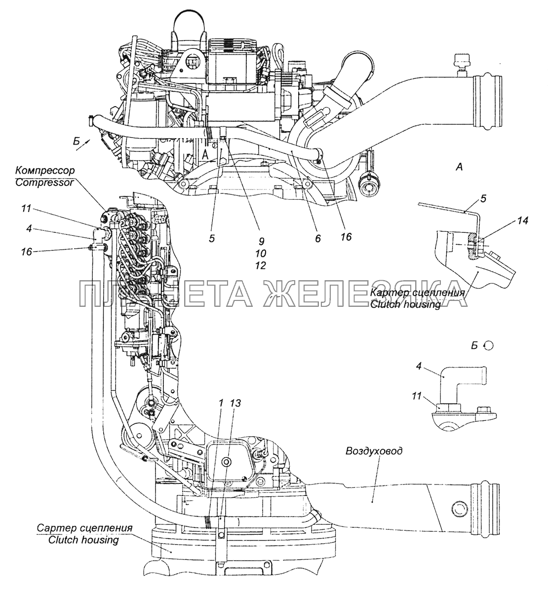 4308-3509003 Установка подвода воздуха к компрессору КамАЗ-43255 (Евро-2)
