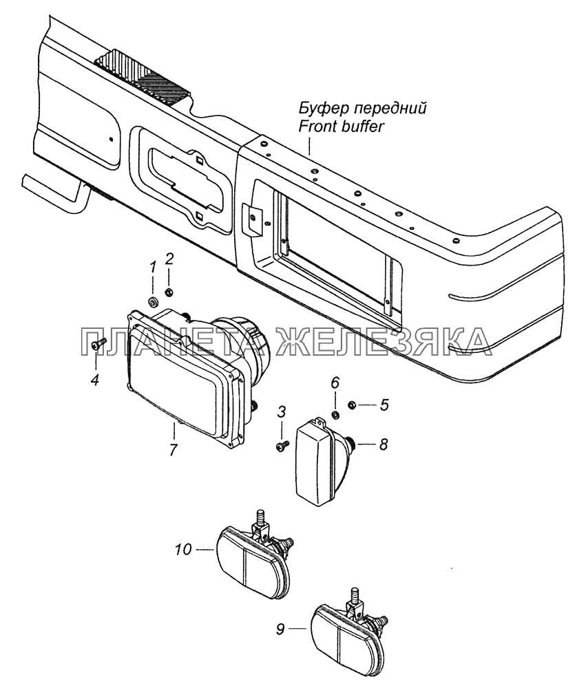 53205-3711001 Установка фар и передних указателей поворота КамАЗ-43255 (Евро-2)
