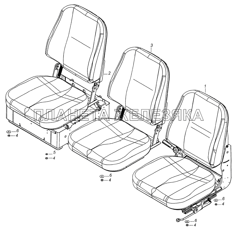 53205-5000120-10 Установка сиденей КамАЗ-43255 (Евро-2)
