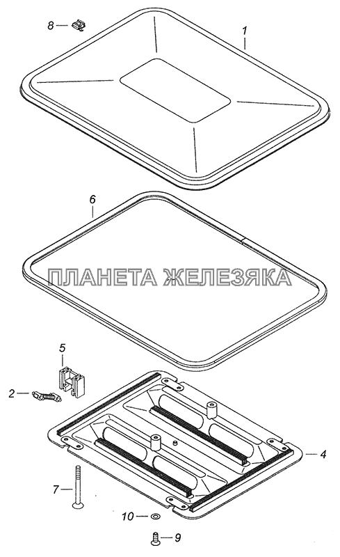 53205-5713008 Установка вентиляционного люка крыши КамАЗ-43255 (Евро-2)