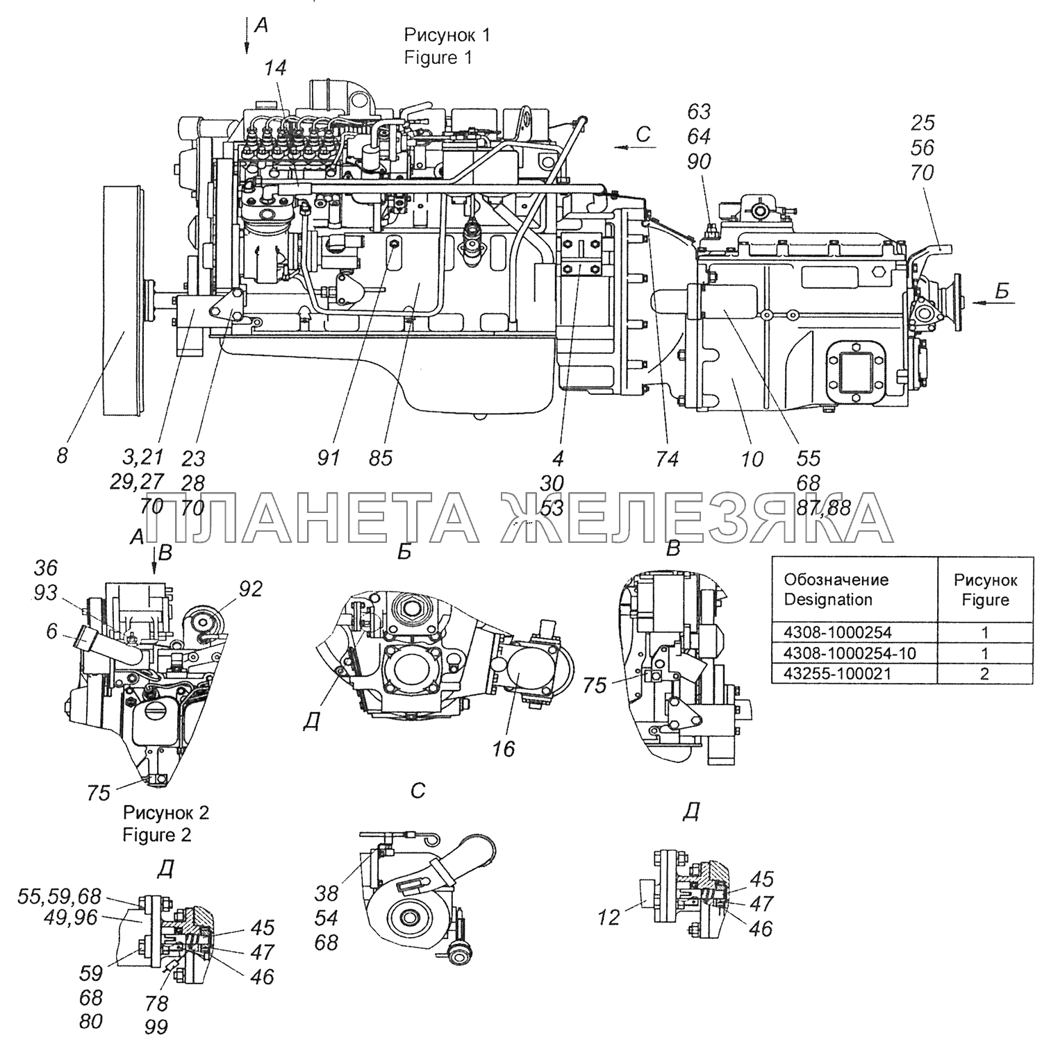 43255-1000251 Агрегат силовой, укомплектованный для установки на автомобиль КамАЗ-43255 (Евро-2)