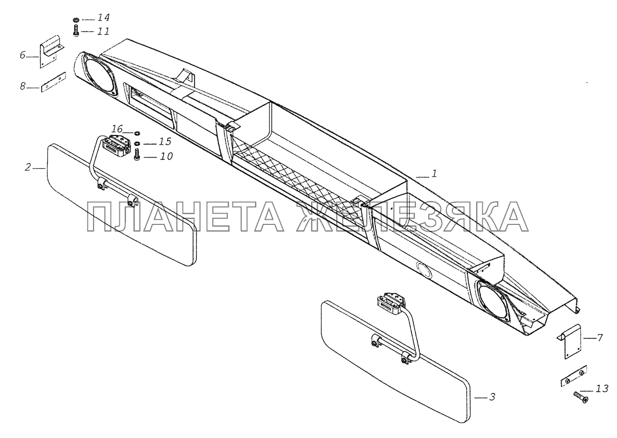 53205-8213005 Установка надоконной полки и противосолнечных козырьков КамАЗ-43255 (Евро-2)