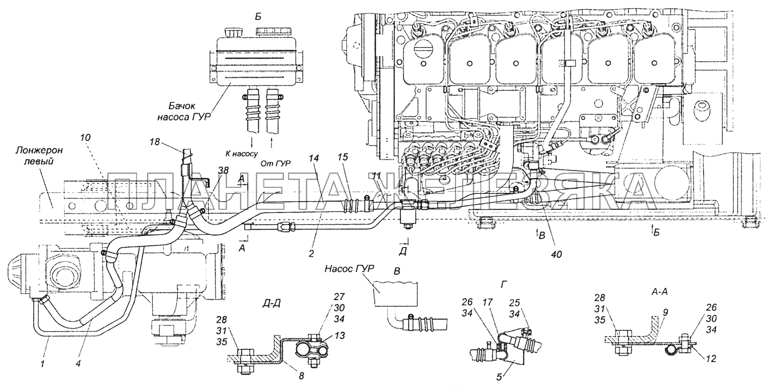 43255-3400018 Установка трубопроводов КамАЗ-43255 (Евро-2)