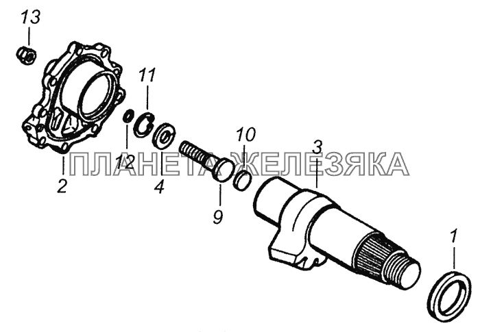 4310-3401063 Вал сошки с крышкой КамАЗ-43255 (Евро-2)