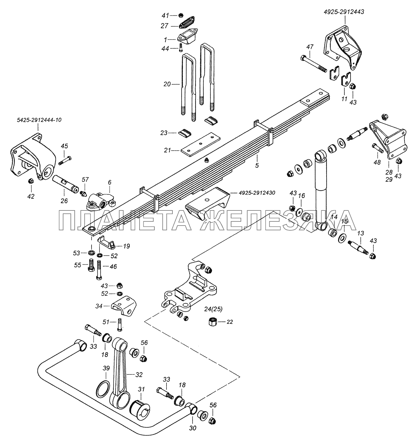 4925-2900002-01 Подвеска задняя КамАЗ-43255 (Евро-3)