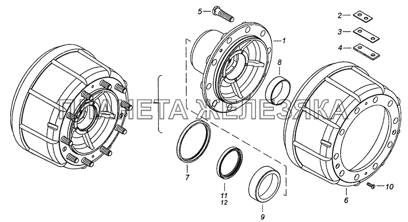 65115-3103010 Ступица переднего колеса с барабаном тормоза КамАЗ-43255 (Евро-3)