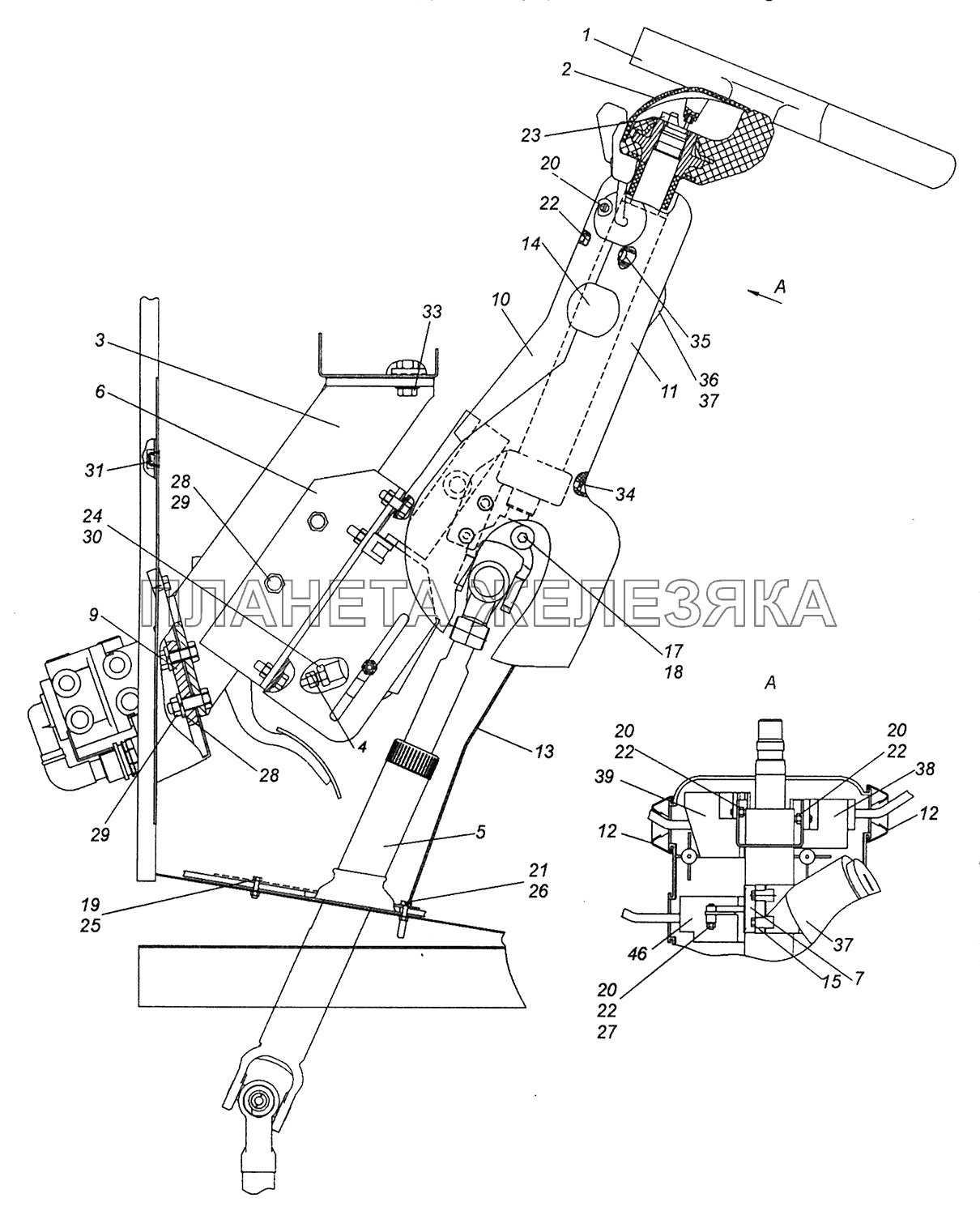 43255-3400014-19 Установка колонки рулевого управления КамАЗ-43255 (Евро-3)