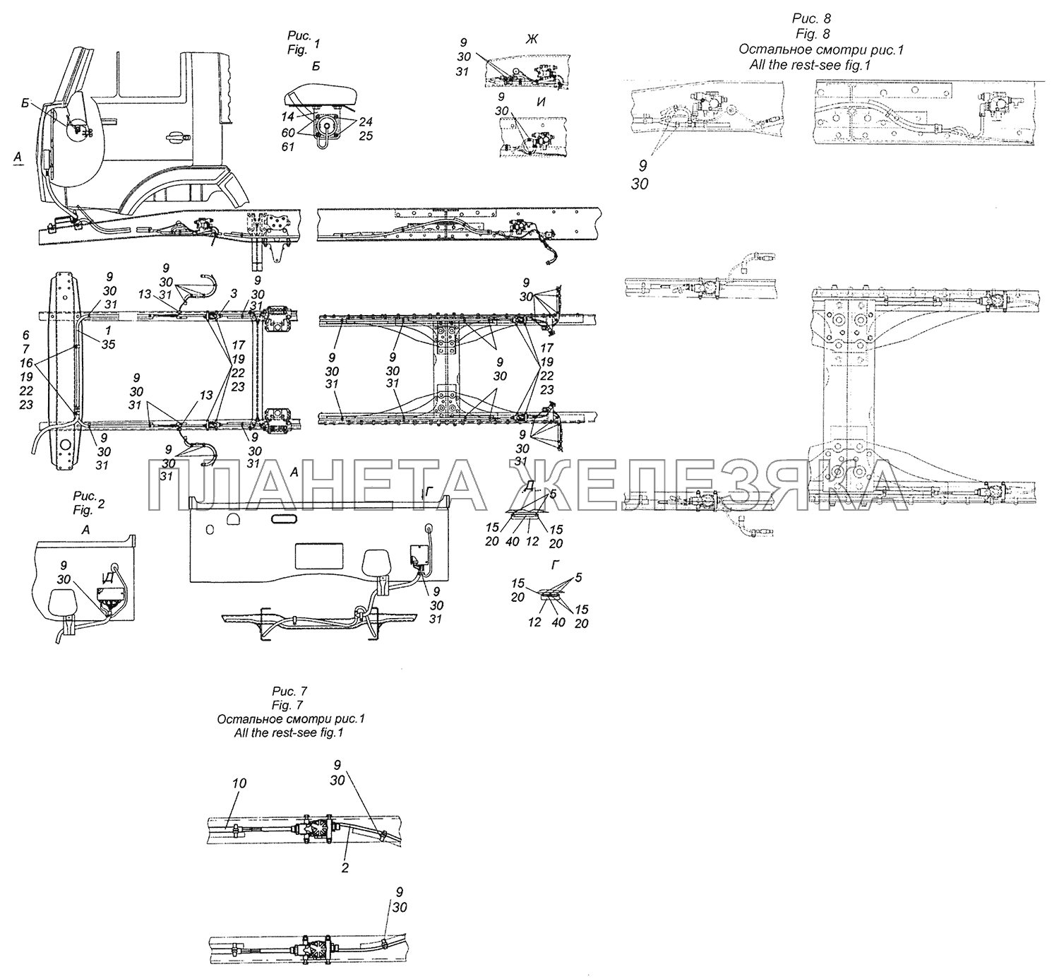 43253-3500037-41 Установка кабелей АБС КамАЗ-43255 (Евро-3)