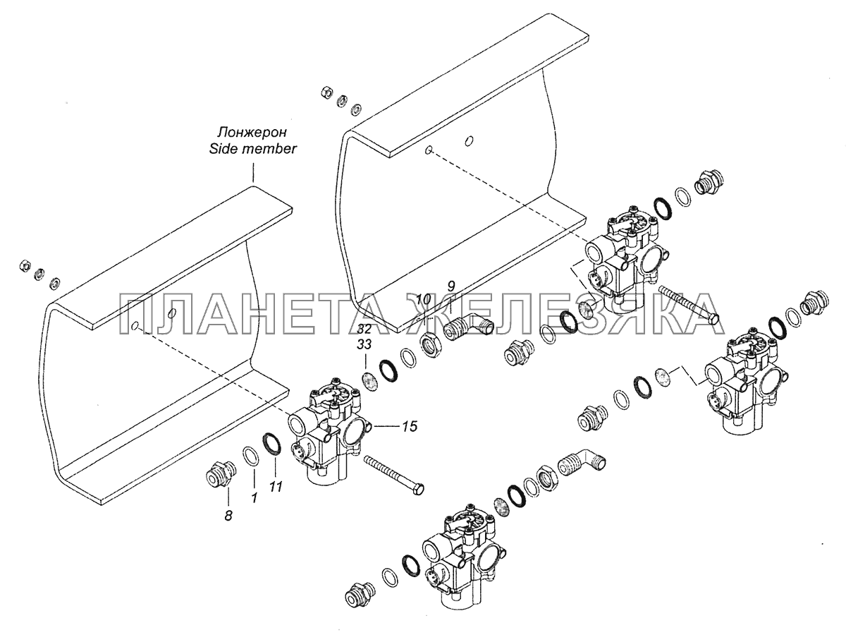 43253-3500042-41 Модуляторы с соединительной арматурой КамАЗ-43255 (Евро-3)