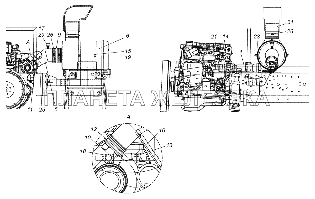 43255-1109001-30 Установка воздушного фильтра КамАЗ-43255 (Евро-3)