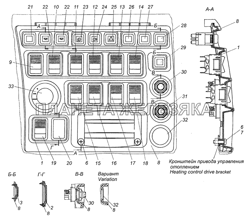 6520-3710001-95 Установка выключателей КамАЗ-43255 (Евро-3)