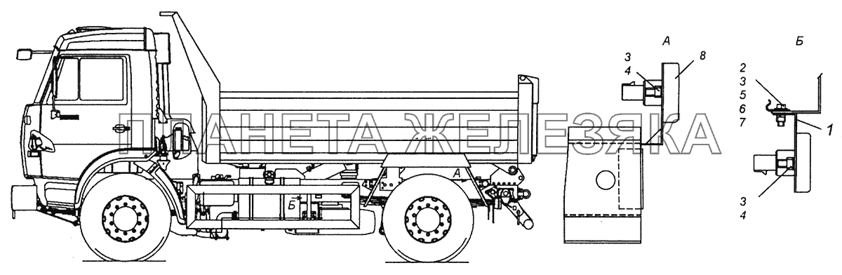 43255-3731001-32 Установка боковых габаритных фонарей КамАЗ-43255 (Евро-3)