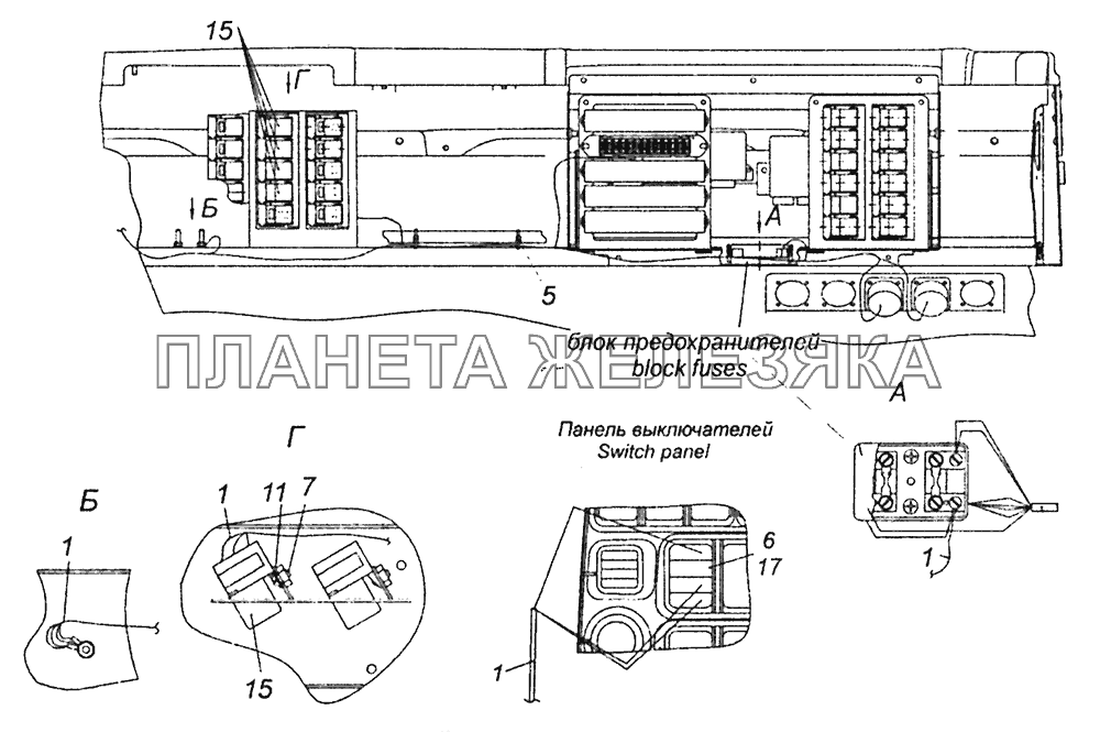 5308-3741016-13 Установка электрооборудования системы подогрева топлива на панели приборов КамАЗ-43255 (Евро-3)