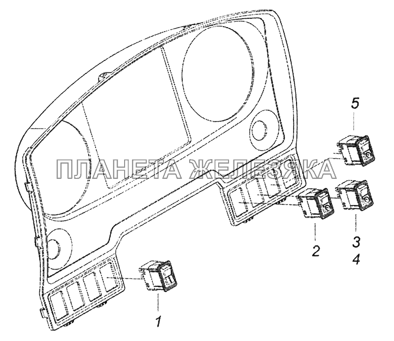 6520-4011033 Установка переключателей на панели приборной КамАЗ-43255 (Евро-3)