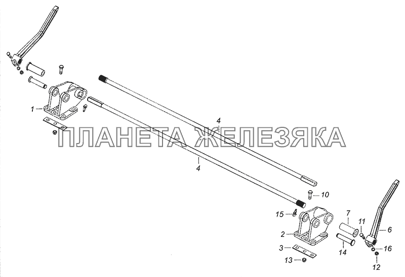 5320-5000003 Переднее крепление и механизм уравновешивания кабины КамАЗ-43255 (Евро-3)