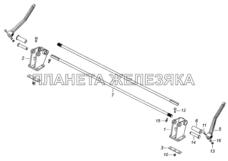 65115-5000003 Переднее крепление и механизм уравновешивания кабины КамАЗ-43255 (Евро-3)