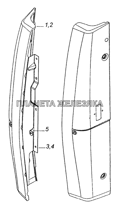 5320-5301047 Панель передка боковая съемная левая КамАЗ-43255 (Евро-3)