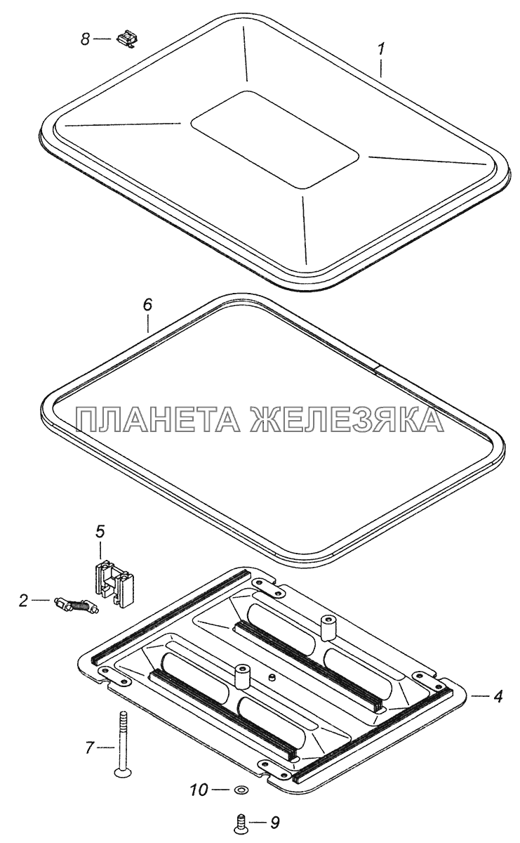 53205-5713008 Установка вентиляционного люка крыши КамАЗ-43255 (Евро-3)