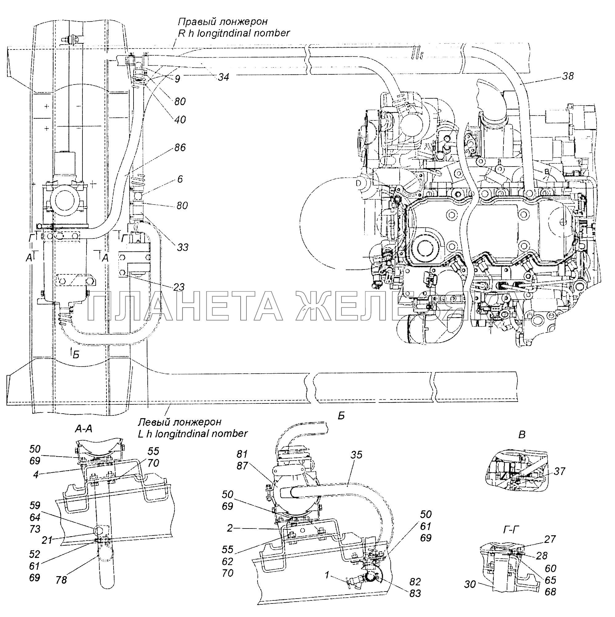 43255-8106001-10 Установка подогревателя 14ТС КамАЗ-43255 (Евро-3)