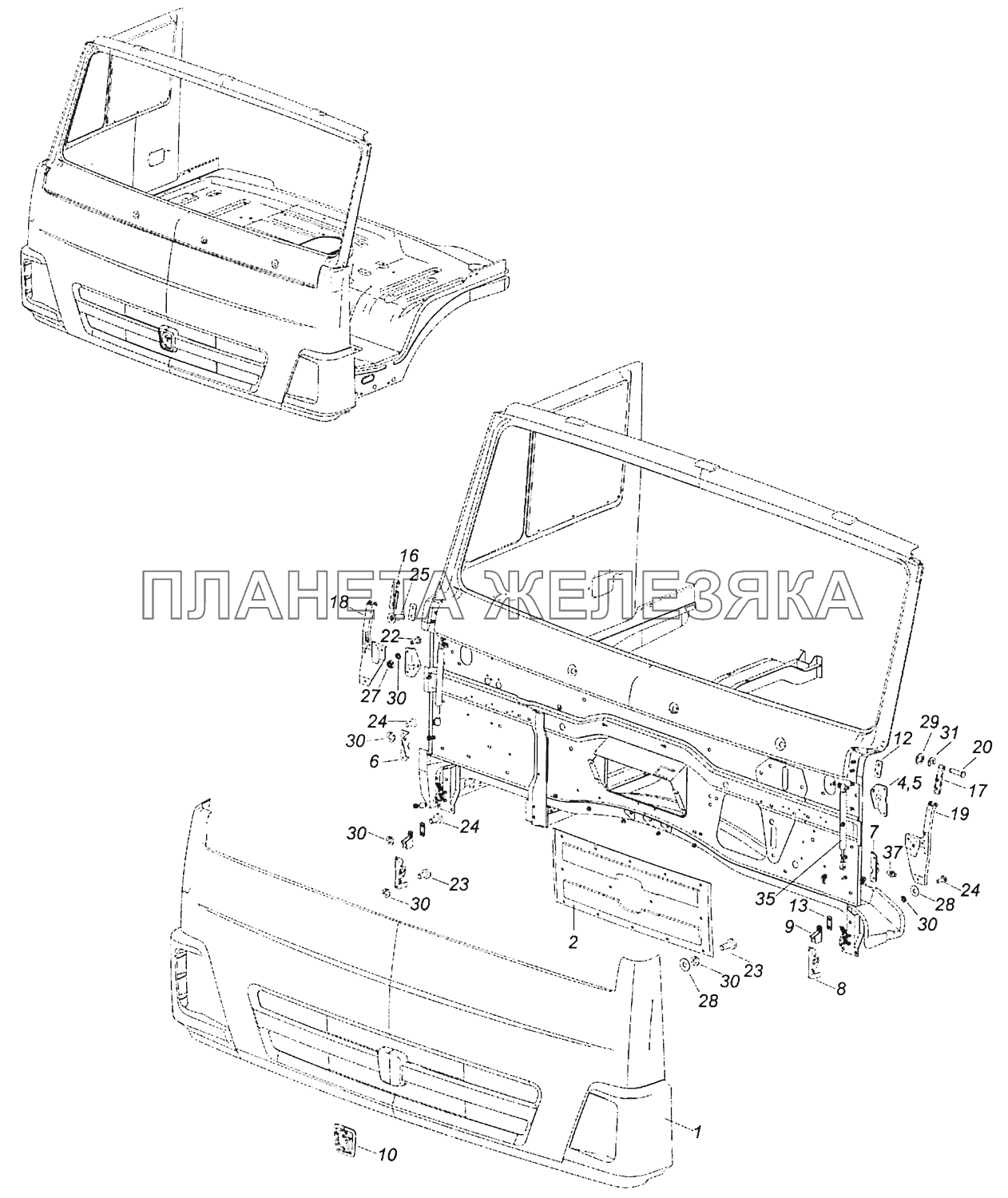 63501-8401009 Установка облицовочной панели КамАЗ-43255 (Евро-3)