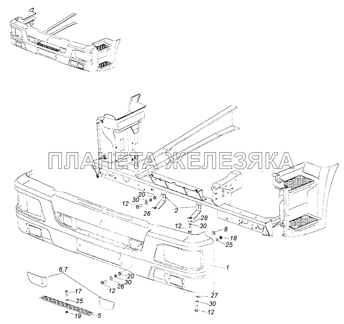 65115-8416010-50 Установка облицовки буфера КамАЗ-43255 (Евро-3)