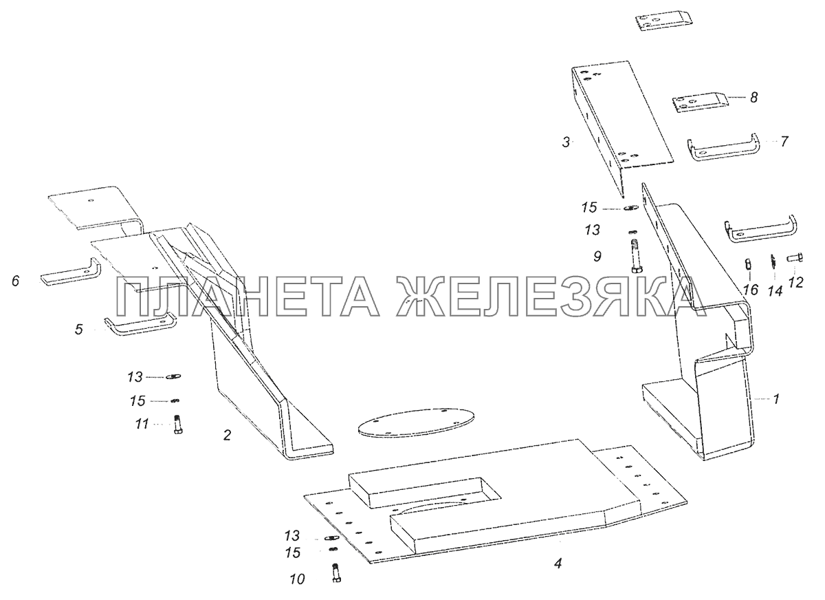 43255-1580004 Установка шумоизоляционного экрана нижнего КПП КамАЗ-43255 (Евро-3)