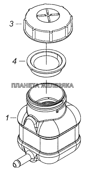 5320-1602560 Бачок главного цилиндра привода сцепления КамАЗ-43255 (Евро-3)