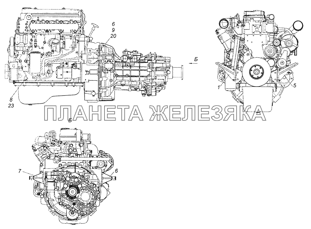 43255-1001000-50 Установка кронштейнов силового агрегата КамАЗ-43255 (Евро-3)