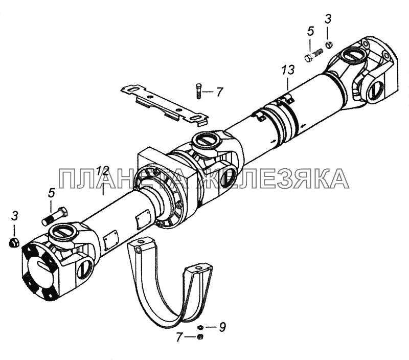 43255-2200001-57 Установка карданных валов КамАЗ-43255 (Евро-3)