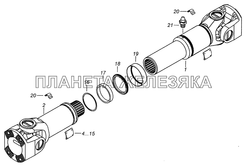 43255-2201011-30 Вал карданный заднего моста КамАЗ-43255 (Евро-3)