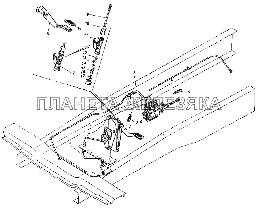 Привод управления сцеплением КамАЗ-4326