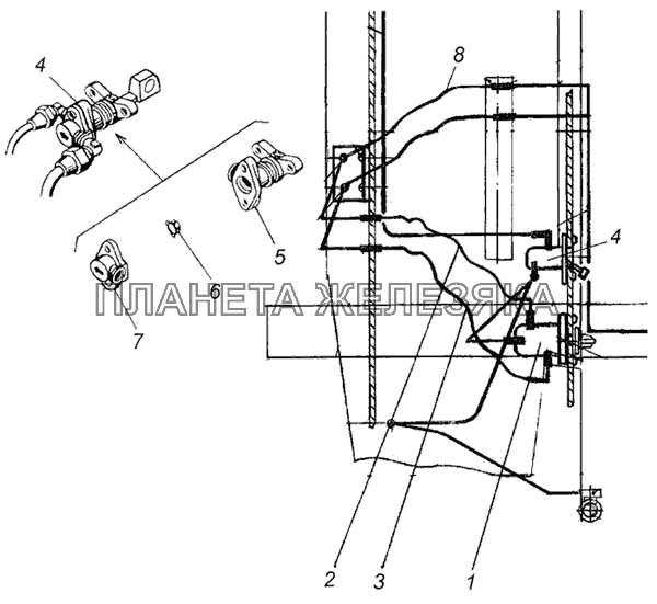 Привод управления раздаточной коробки КамАЗ-4326