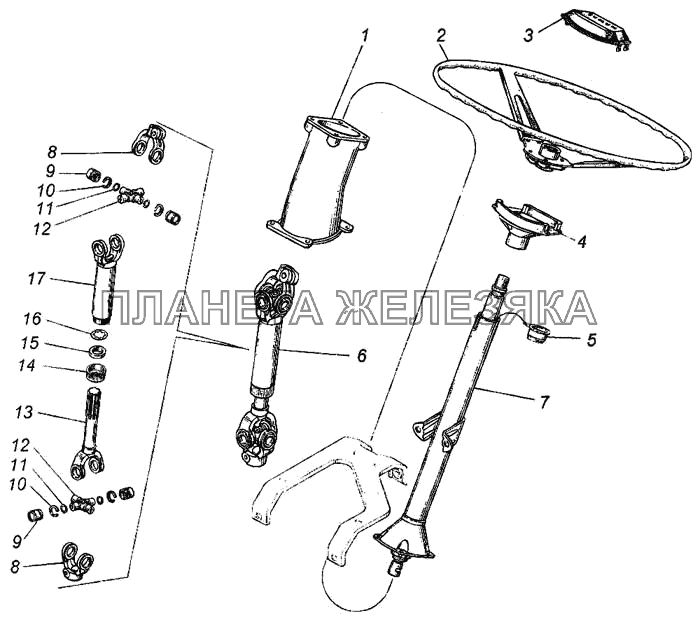 Колесо рулевое, вал карданный и колонка КамАЗ-4326