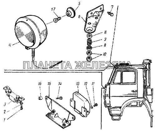 Прожектор прерыватель указателей поворота и резистор факельноо устройства облегчения пуска КамАЗ-4326