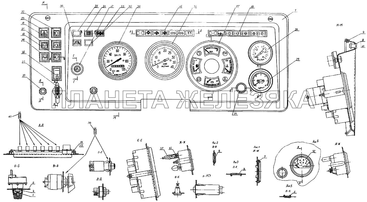 Панель приборов и выключателей КамАЗ-4326