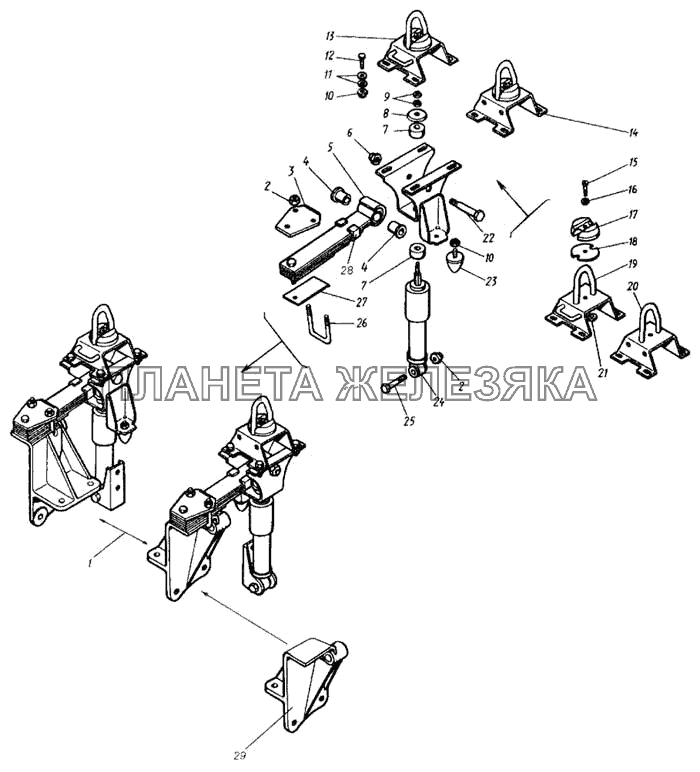 Подвеска задняя кабины КамАЗ-4326