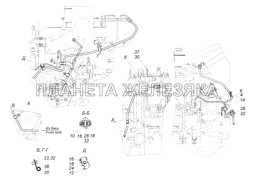 43253-1104000 Установка топливопроводов КамАЗ-43261 (Евро-1, 2)