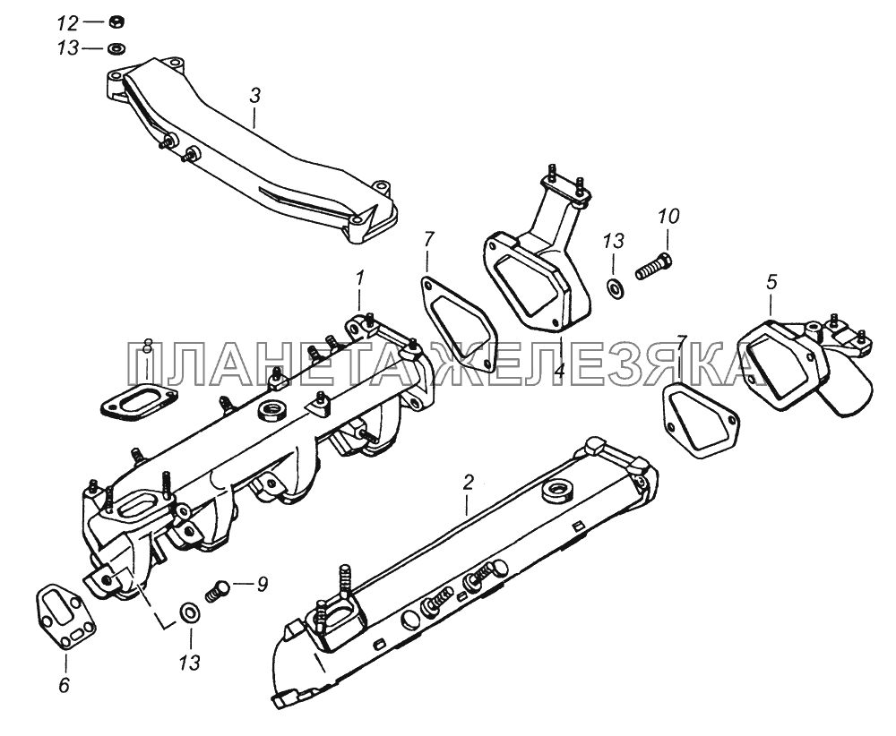 740.13-1115000-10 Установка системы впуска КамАЗ-43261 (Евро-1, 2)