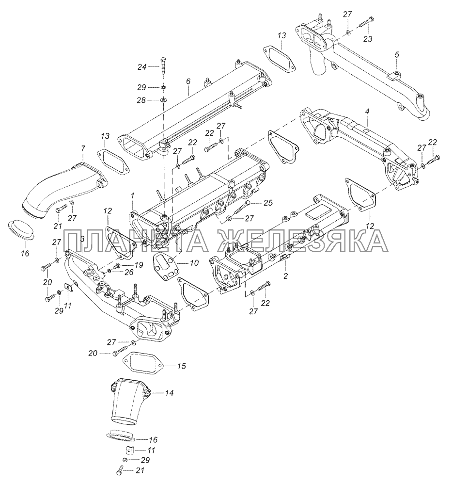 7406.1115000-30 Установка системы впуска КамАЗ-43261 (Евро-1, 2)