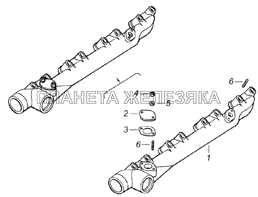 740.1303100 Труба водяная правая КамАЗ-43261 (Евро-1, 2)