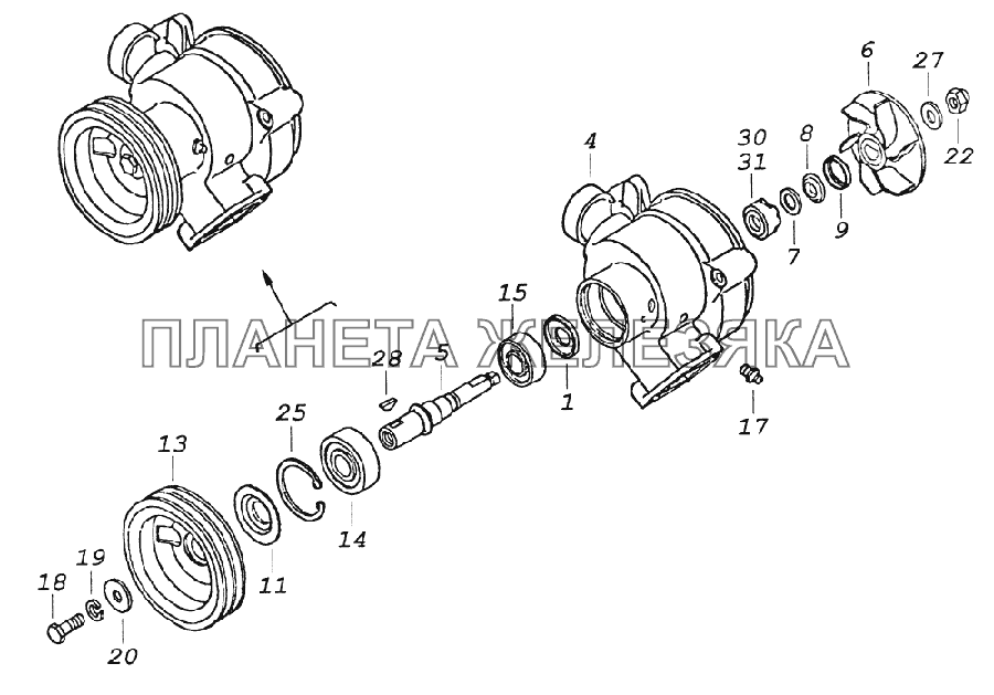 740.1307010-02 Насос водяной КамАЗ-43261 (Евро-1, 2)