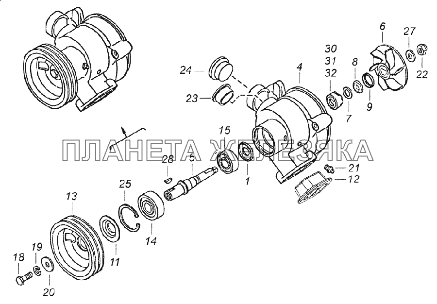 740.13-1307010 Насос водяной КамАЗ-43261 (Евро-1, 2)